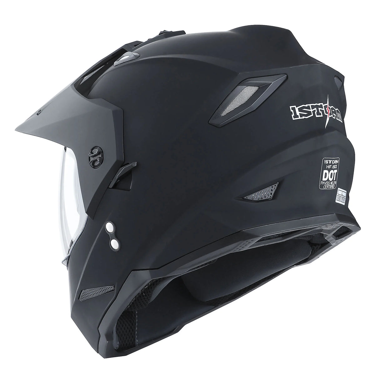 1Storm Youth Kids Dual Sport Dual Visor Motorcycle Motocross Off Road Full Face Helmet: HF802Youth Matt Black + Motorcycle Bluetooth Headset