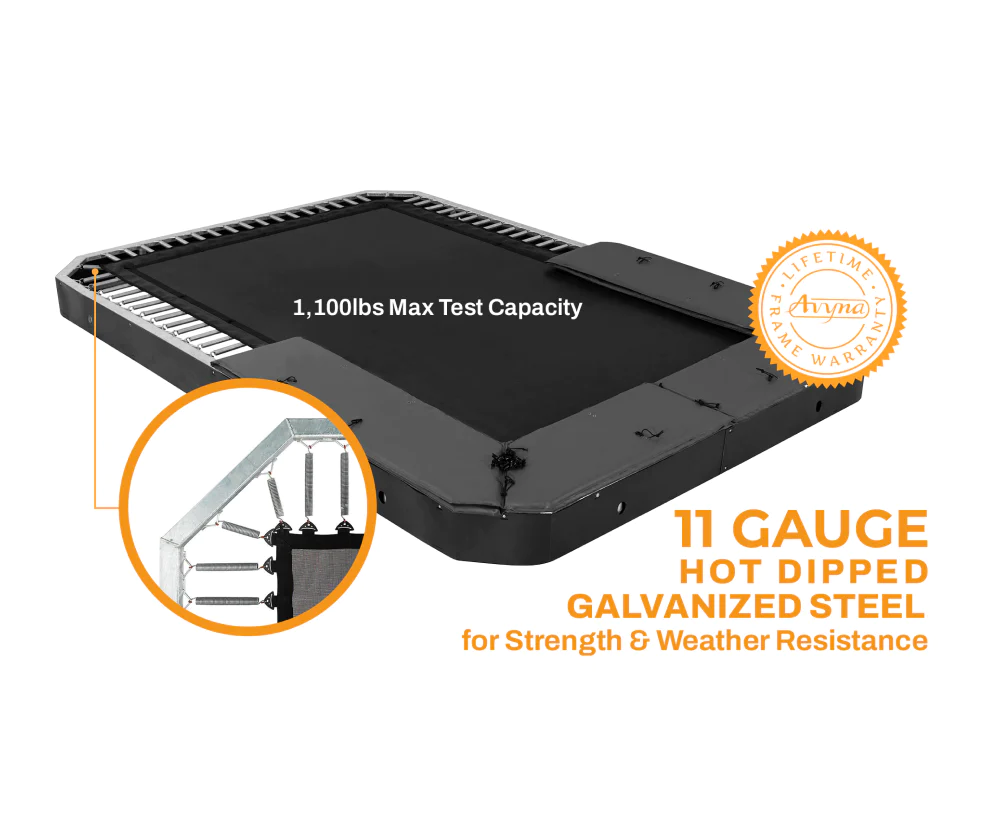 Avyna Pro-Line 10x17' Rectangle In-Ground Trampoline - Large Outdoor Trampoline for Kids and Adults - Rectangular Trampoline with Advanced Safety Features for Backyard Recreation