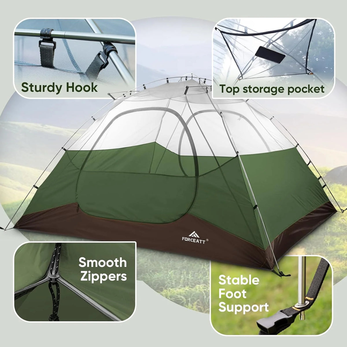 Camping Tent 2/3/4 Person, Professional Waterproof & Windproof Lightweight Backpacking Tent Suitable for Outdoor,Hiking,Camping, Mountaineering and Travel