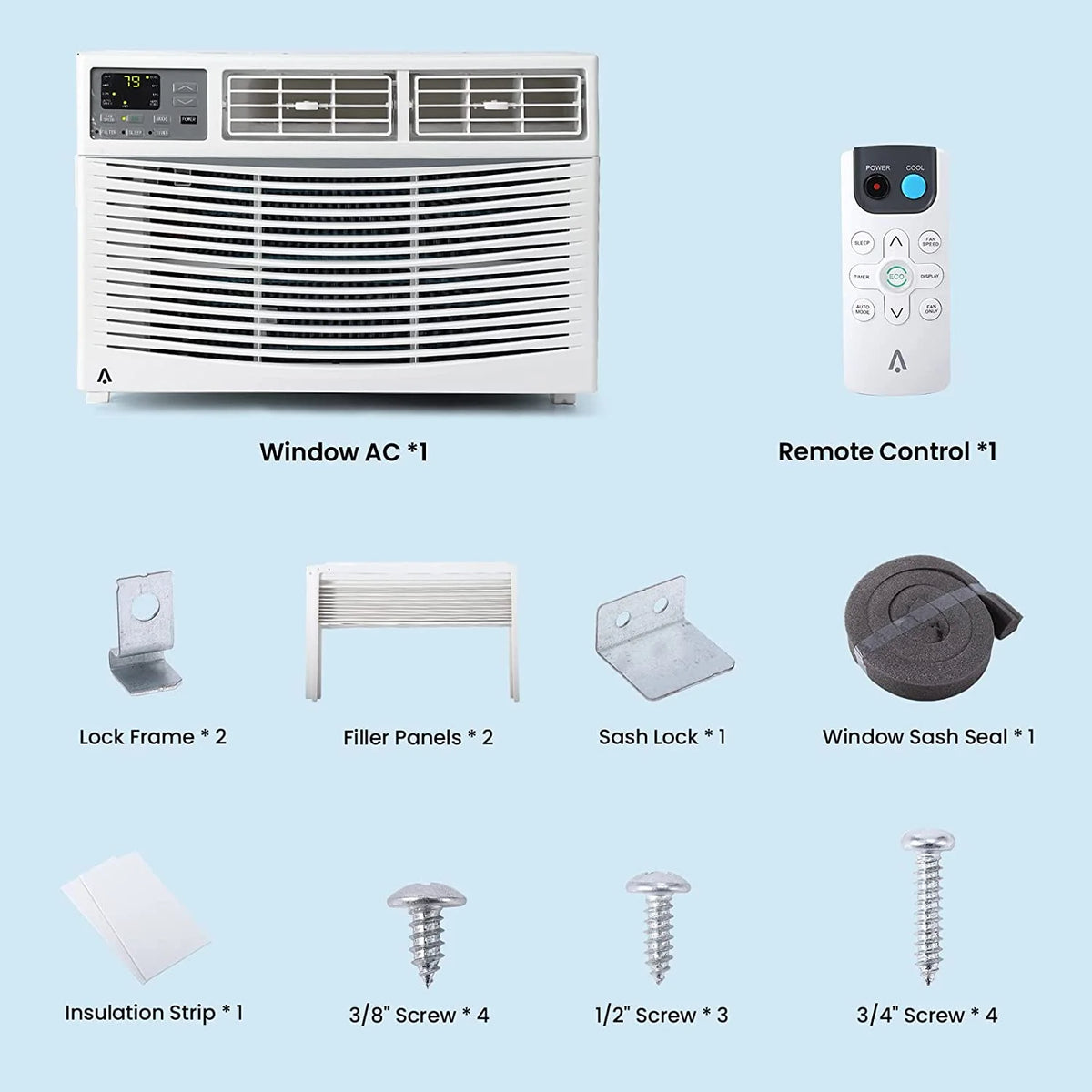 Homhougo 6,000 BTU Window Air Conditioner, 3-in-1 AC Unit (Cooling, Dehumidifying, Fan), Timer, Sleep/ECO Mode, Easy Installation Kit, Cools Rooms Up to 350 Sq.Ft, 115V/60Hz