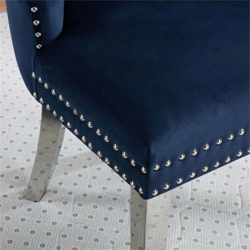 Furniture of America Edi Metal 7-Piece Dining Table Set in White and Blue