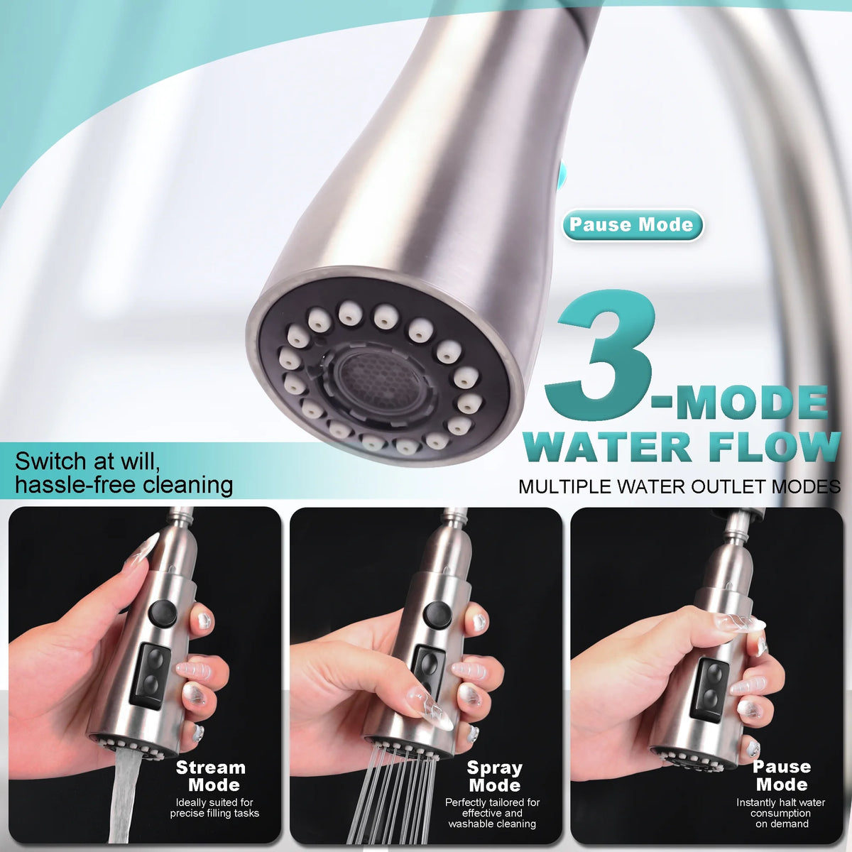 Dual-sensor Pull Down Touchless Kitchen Faucet