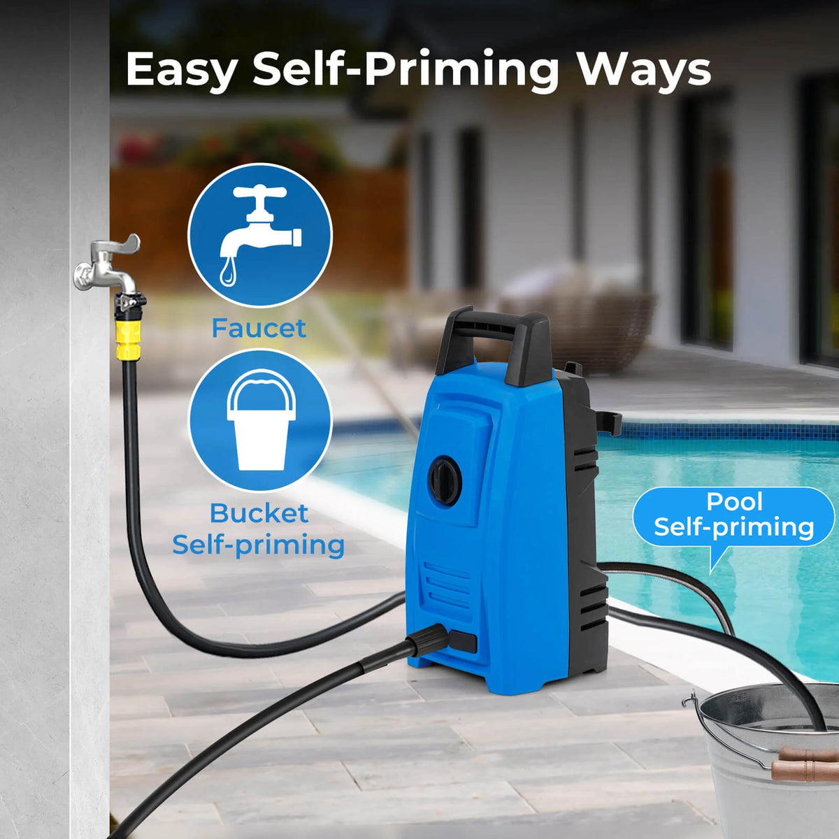 Ironmax Electric Pressure Washer with Wheels 5 Quick Connect Nozzles Soap Bottle spray gun