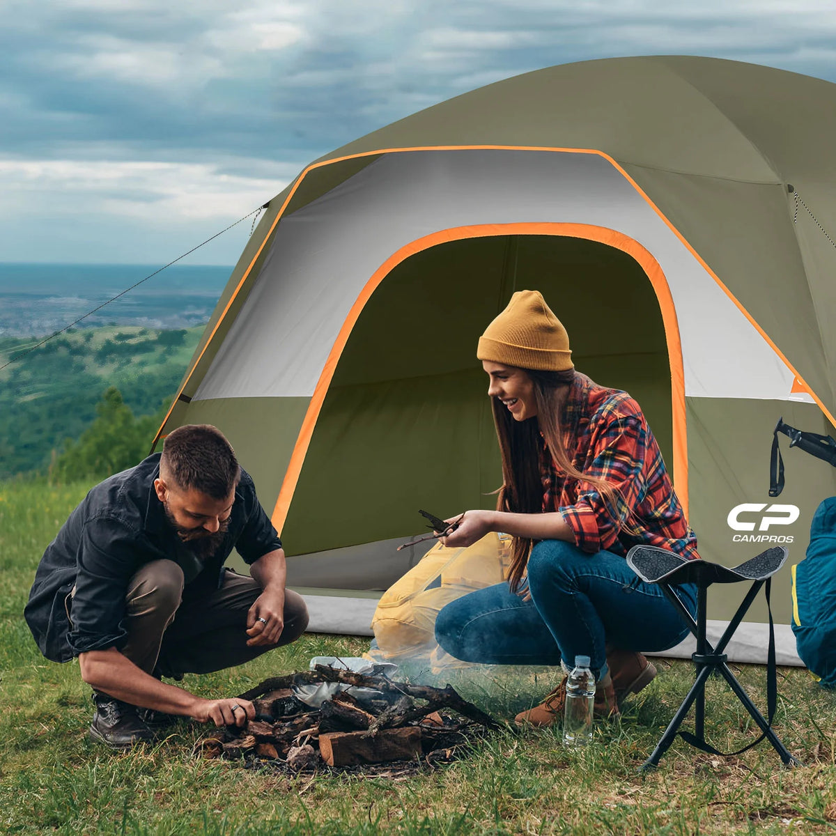 CAMPROS 4 Person Waterproof Cabin Camping Tent