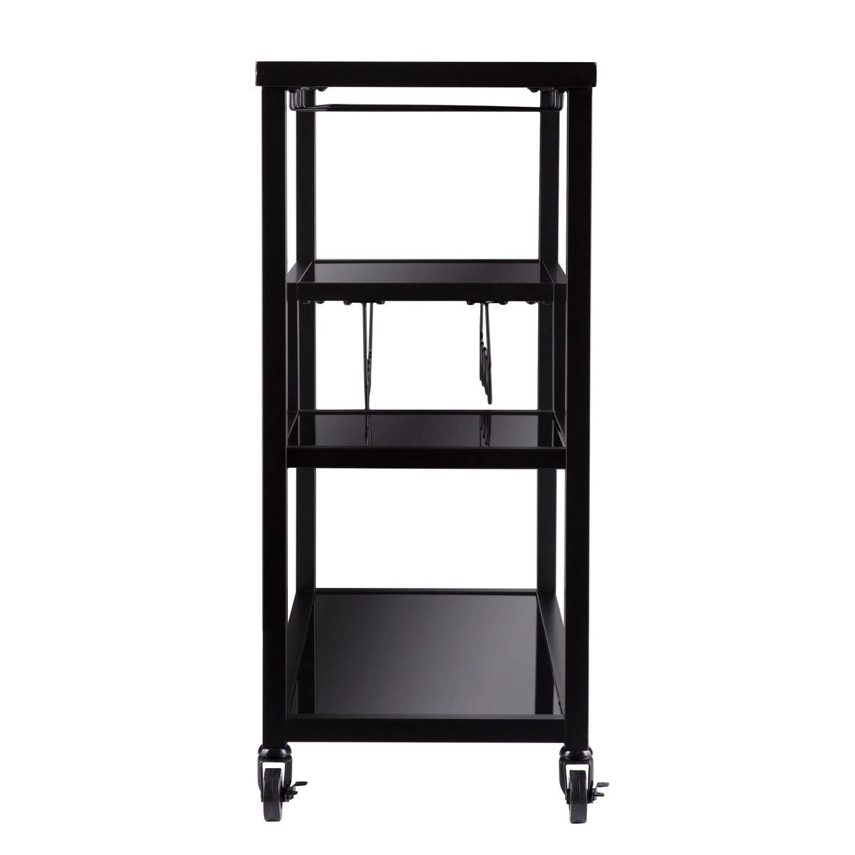 Holly & Martin Zephs indoor Bar Cart - Gunmetal Gray with Black Glass 40 x 37.5