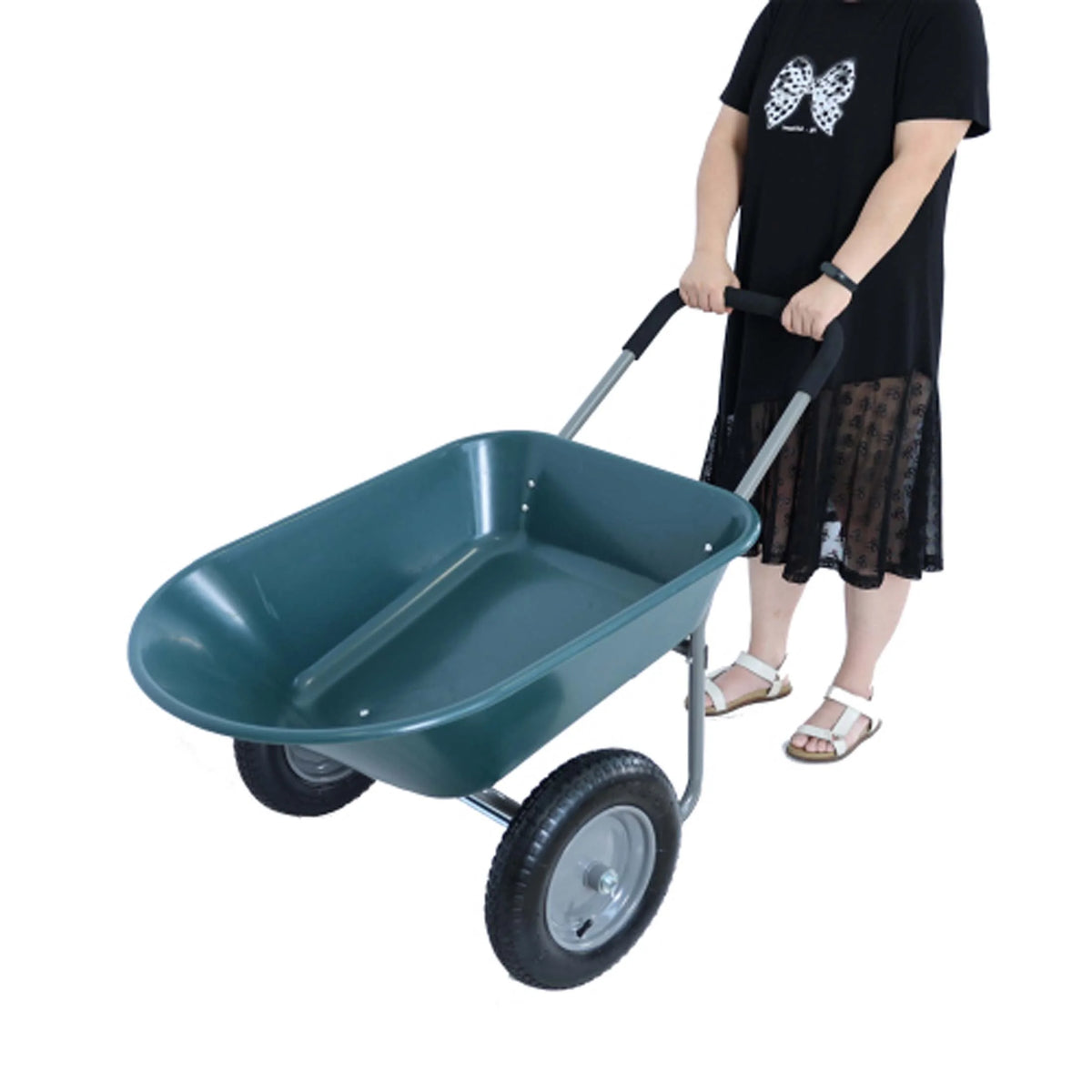 ChromaCore Dual-Wheel Garden Cart,Heavy-Duty Yard Wheelbarrow for Garden 15 inch Pneumatic Wheel