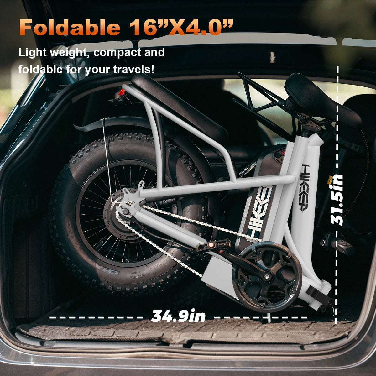 Electric Bike for Adults Step-Through Ebike with 16" Fat Tire, To Speed 19.9 MPH, 48V 13AH Removable Battery, E-Mountain Bicycle with Back Seat & Front Basket, UL2849 (White)