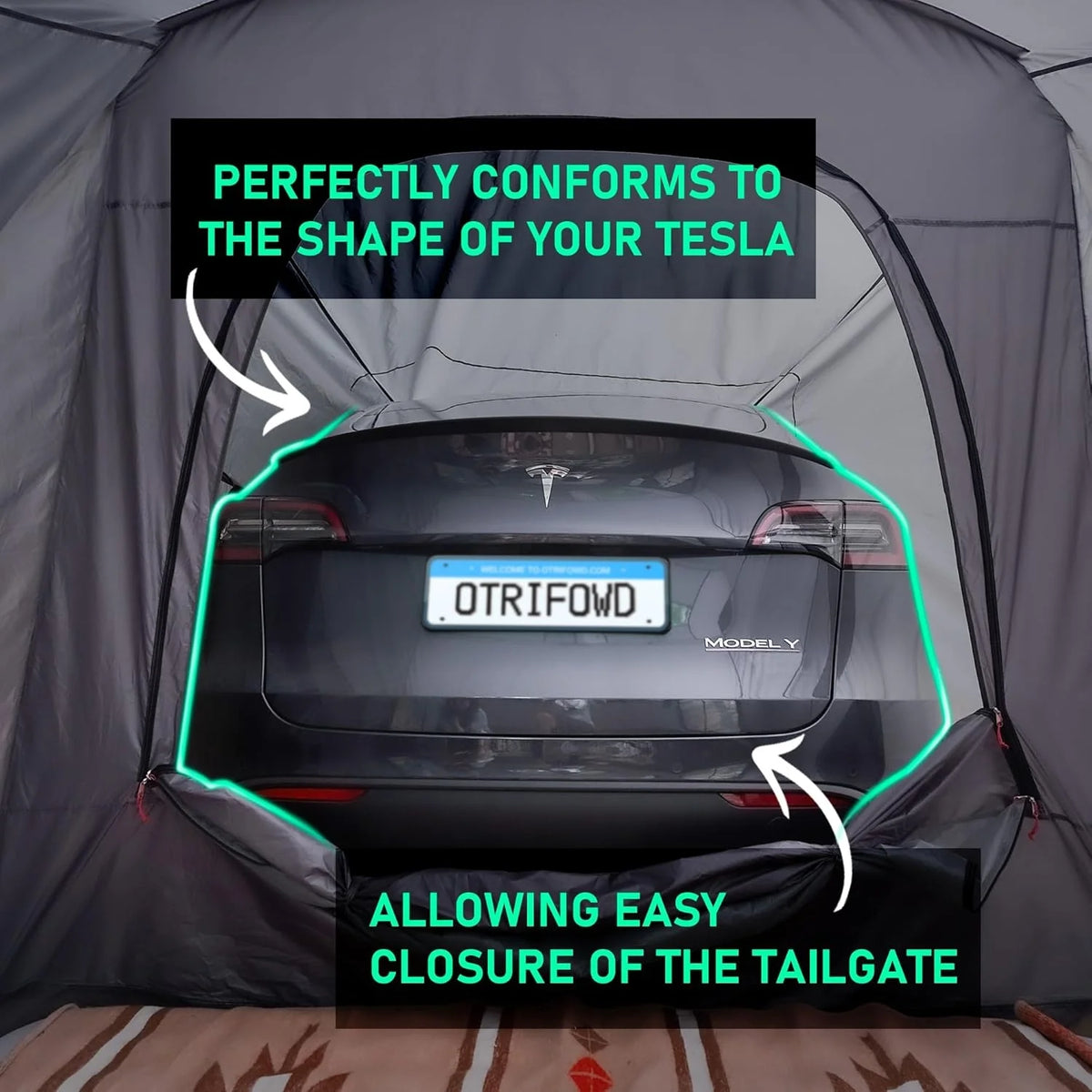 ACtent for Tesla Model 3&Y, Pop-Up SUV Tent w. Awning for Car Camping, Connects to Tesla Tailgate for Air-Conditioning, Sleeps 6 Adults, 10'x8.2' - Desert Sand