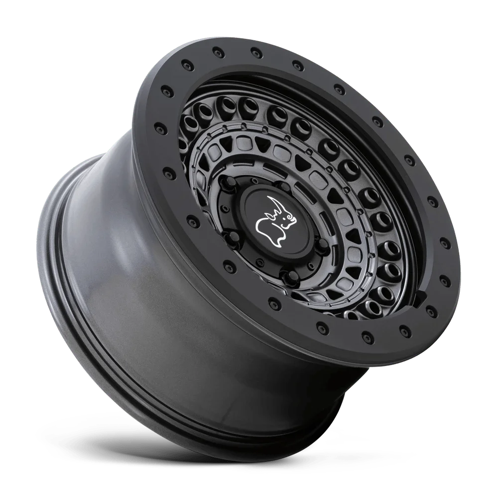 Black Rhino Aluminum Rim BARRICADE 17X8.5in Gun Black with Black Rock Guard Finish, 1785BCD-45127G71