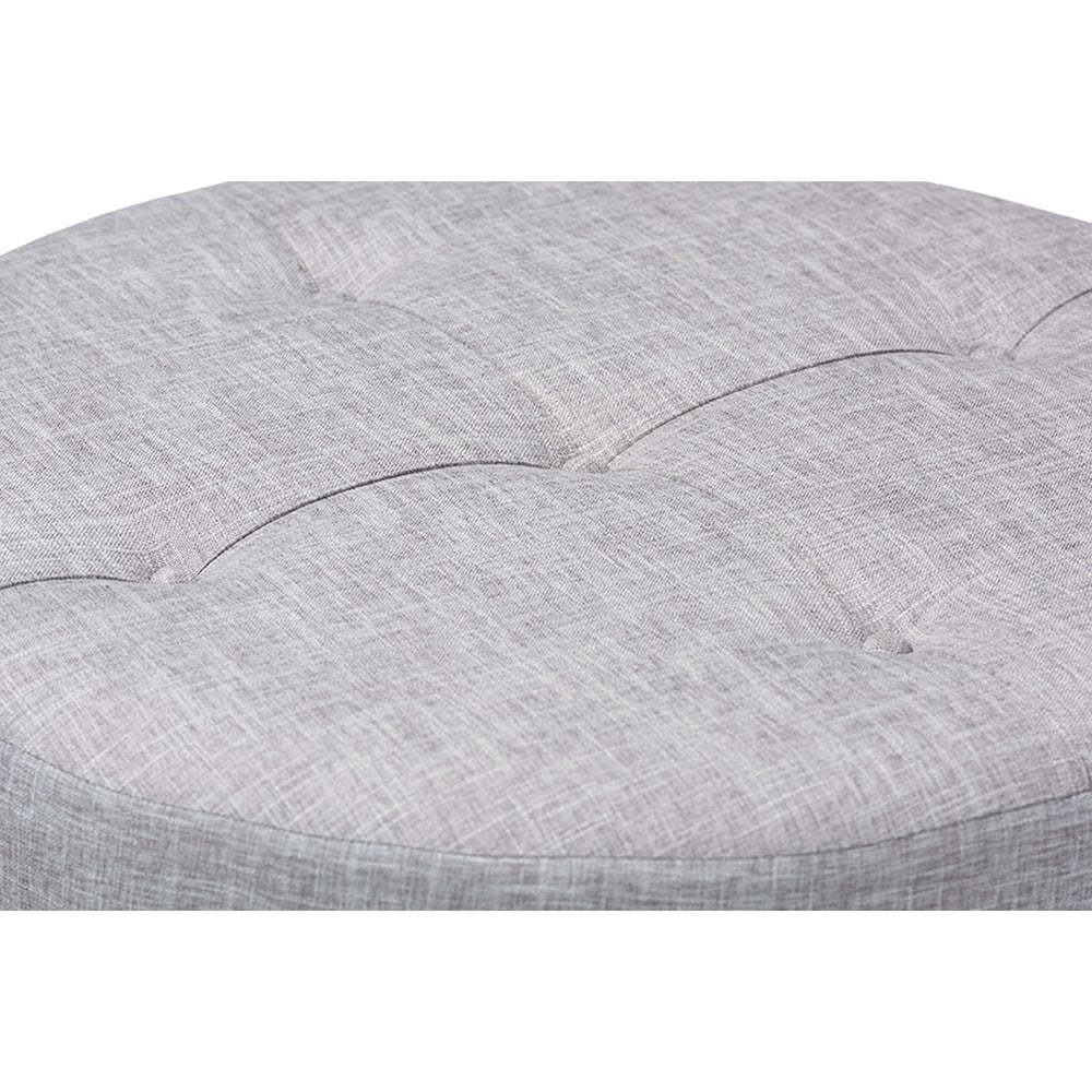 Vinet Modern and Contemporary Light Gray Fabric Upholstered Natural Wood Cocktail Ottoman