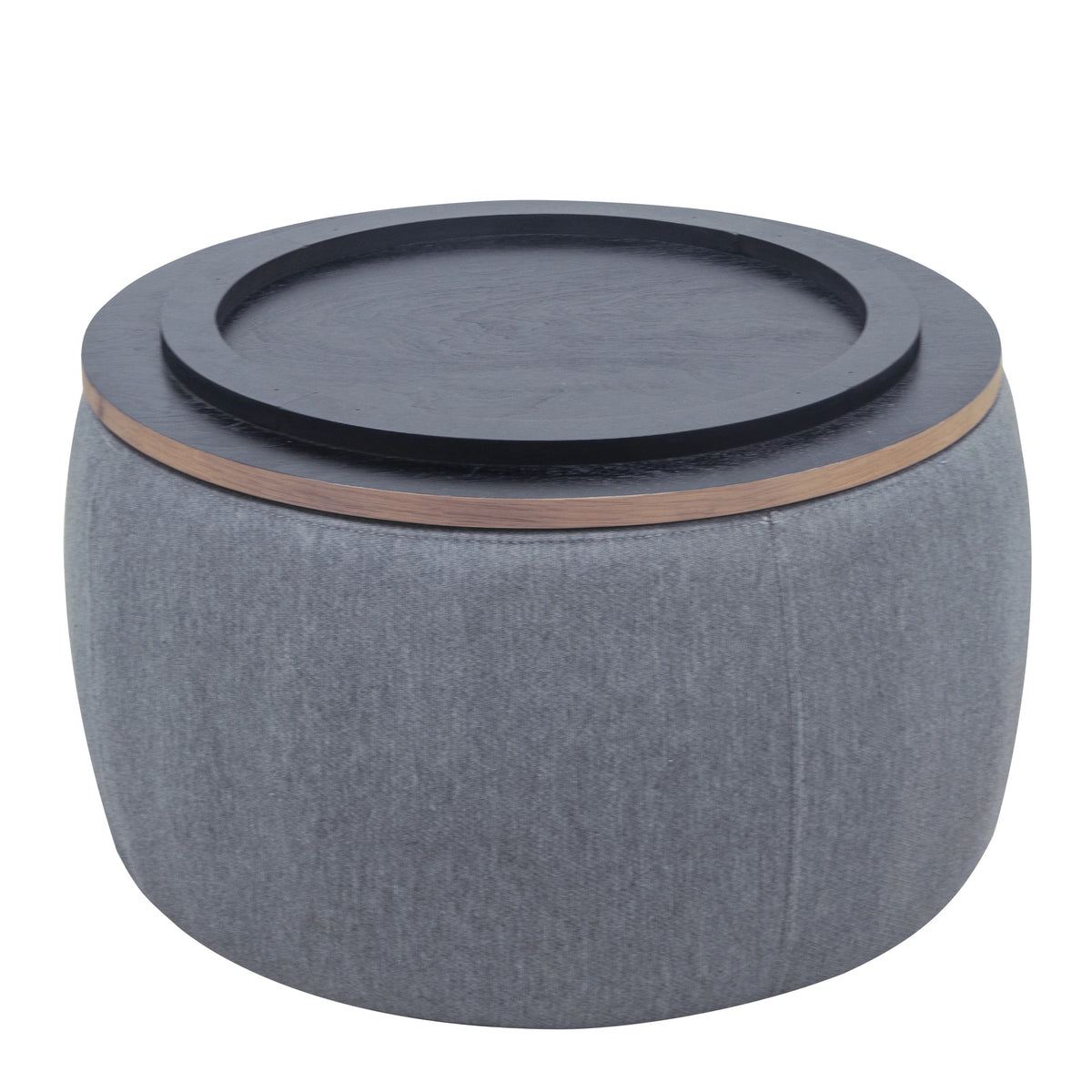 BTMWAYRound Coffee Table, 2 in 1 Round Storage Ottoman with Reversible Lid Tray, Upholstered Round Storage Ottoman Coffee Table with Storage, Footstool End Table for Living Room, Bedroom, Light Gray