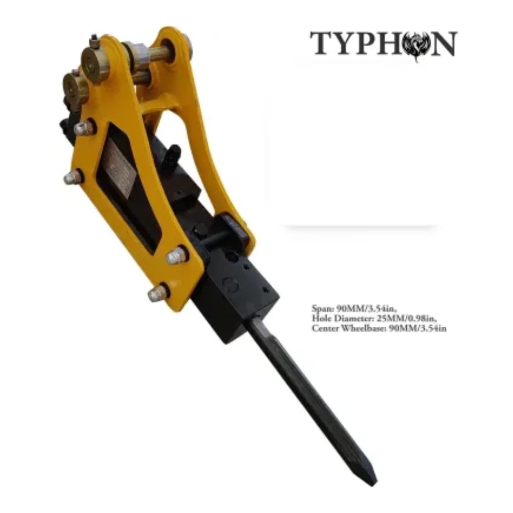 TYPHON 10-in-1 Mini Excavator Attachment Bundle C Quick Coupler, Buckets, Rake, Ripper, Auger, Grapple, Tilt Bucket & Hydraulic Hammer C Fits 0.6C2 Ton Excavators, Heavy-Duty Tools Kit