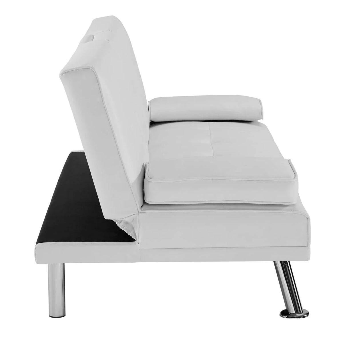 Futon Sofa with Armrest and Cupholders by Naomi Home-Color:White