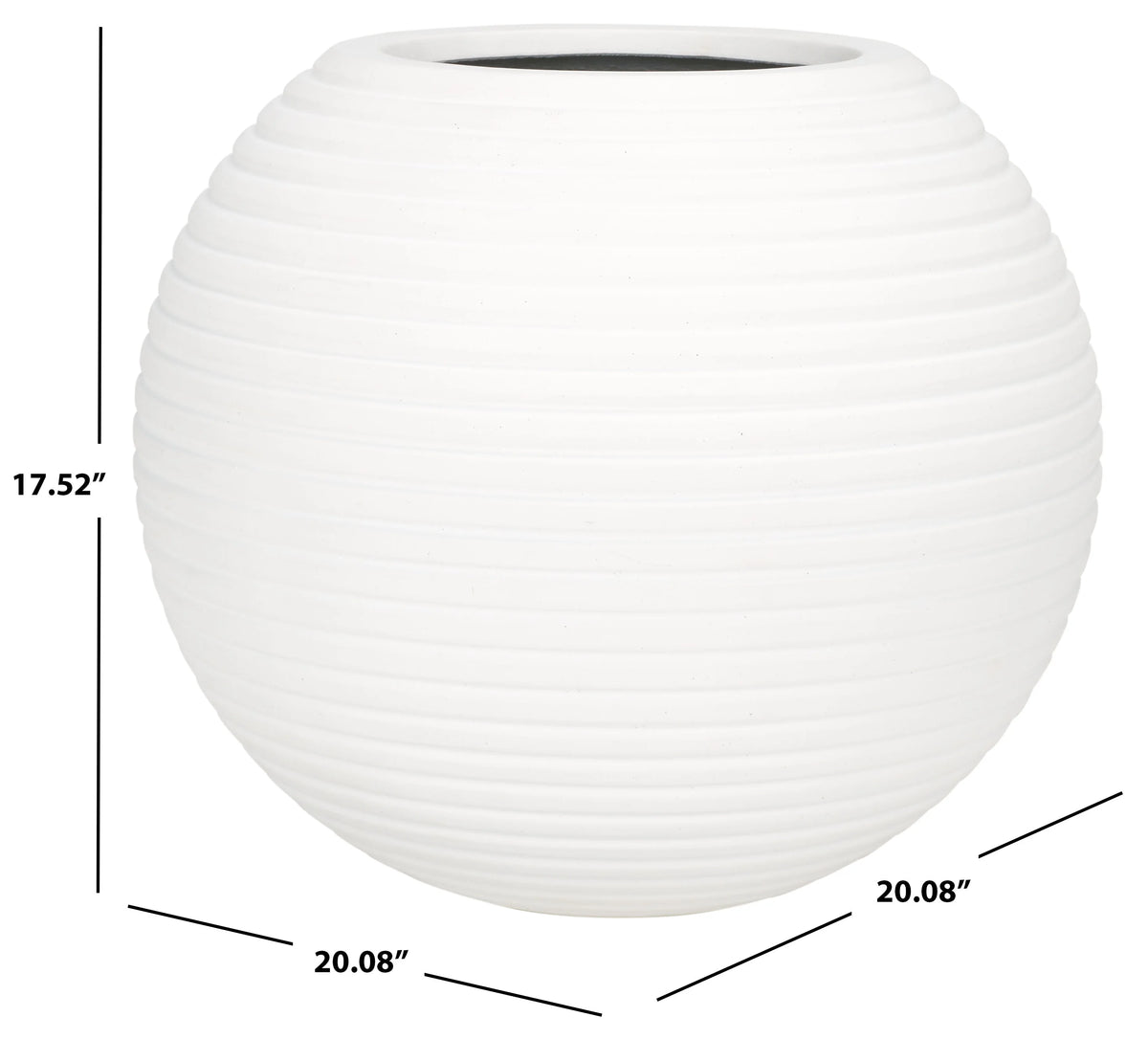 SAFAVIEH Mora 20" x 20" x 18" Round Black Ficonstone Solid Plant Pot