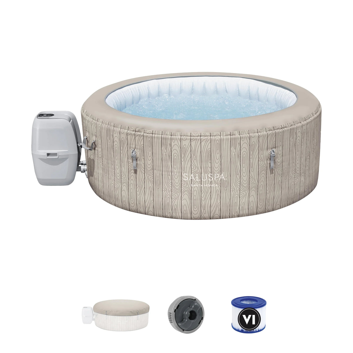 SaluSpa Santa Monica Energy-Efficient Smart AirJet Inflatable Circle Hot Tub with App-Control 2-4 Person with Pump #P09144