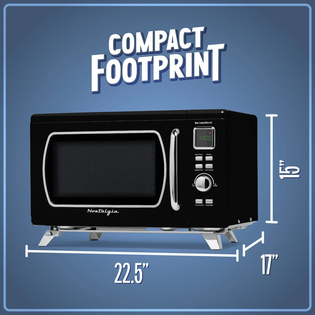 Nostalgia Mid-Century Retro 0.9 Cu. Ft. 900-Watt Microwave Oven, Black