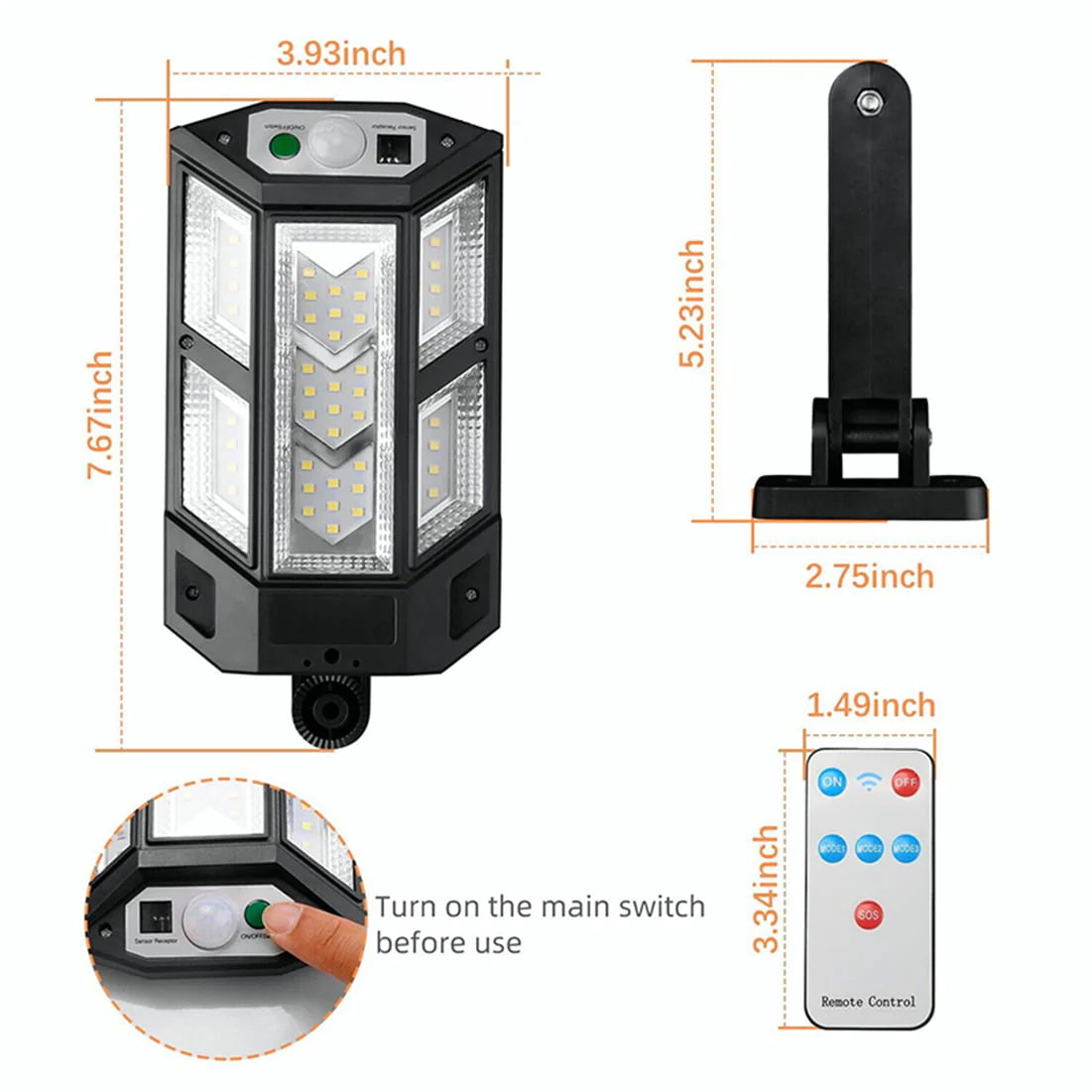 Solar Street Light Outdoor, Ultra Bright Solar Motion Sensor Flood Light Outdoor Dusk to Dawn, IP65 Waterproof Solar Lights for Yard Garden Street Security Lighting