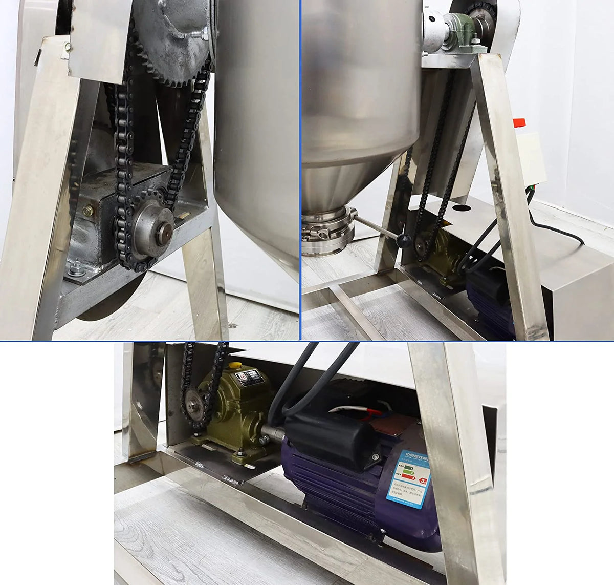 PreAsion 60L Stainless Steel Dry Powder Mixer Metal Metallurgy Powder Blender Drum Powder Blender 110V