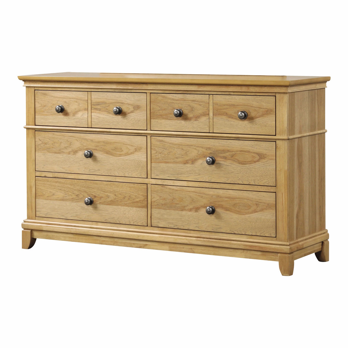 Furniture of America Stratford 6-Drawer Solid Wood Bedroom Double Dresser, Natural Oak