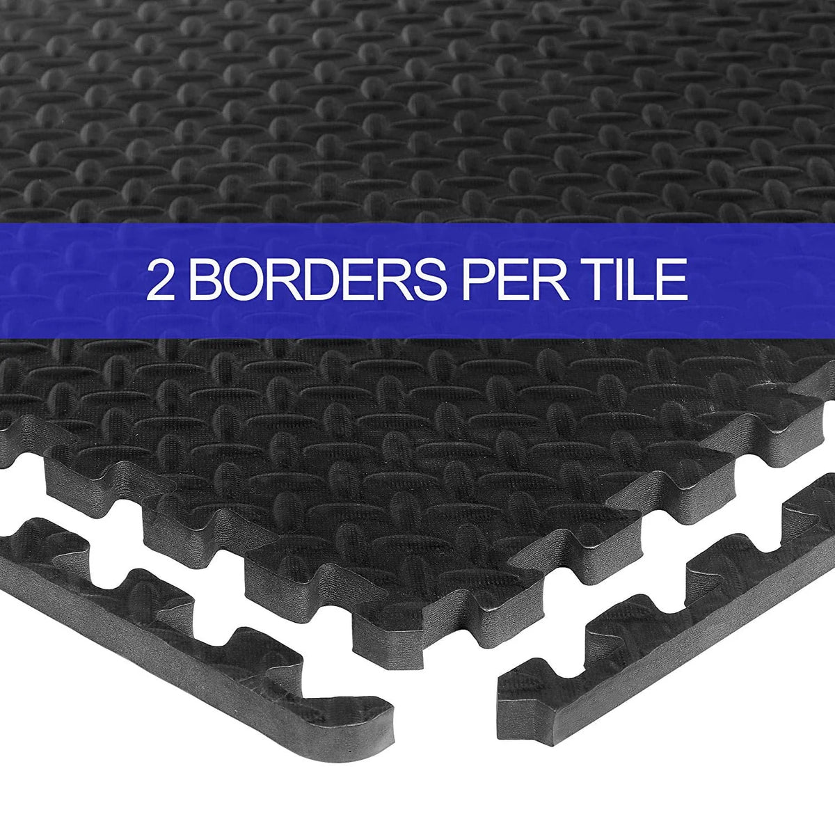 ZENY 24 Tiles Puzzle Exercise Floor Mat EVA Foam Interlocking Tiles 3/4" Thick 96 SQ.FT 48 Borders, Black
