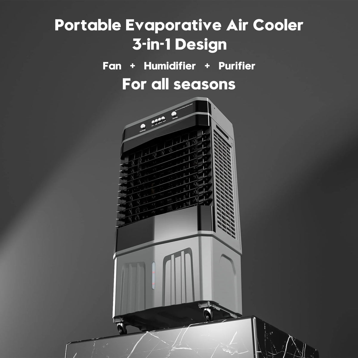 Auertech Portable Evaporative Air Cooler, 3 in 1 Swamp Cooler  with 6 Ice Boxes, Auto-Oscillation, 8.3Gal Water Tank