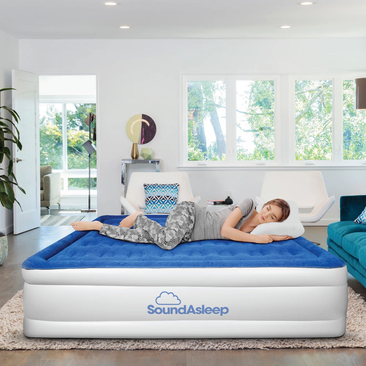 Dream Series Air Mattress with ComfortCoil Technology & Internal Built In High Capacity Pump - Queen Size