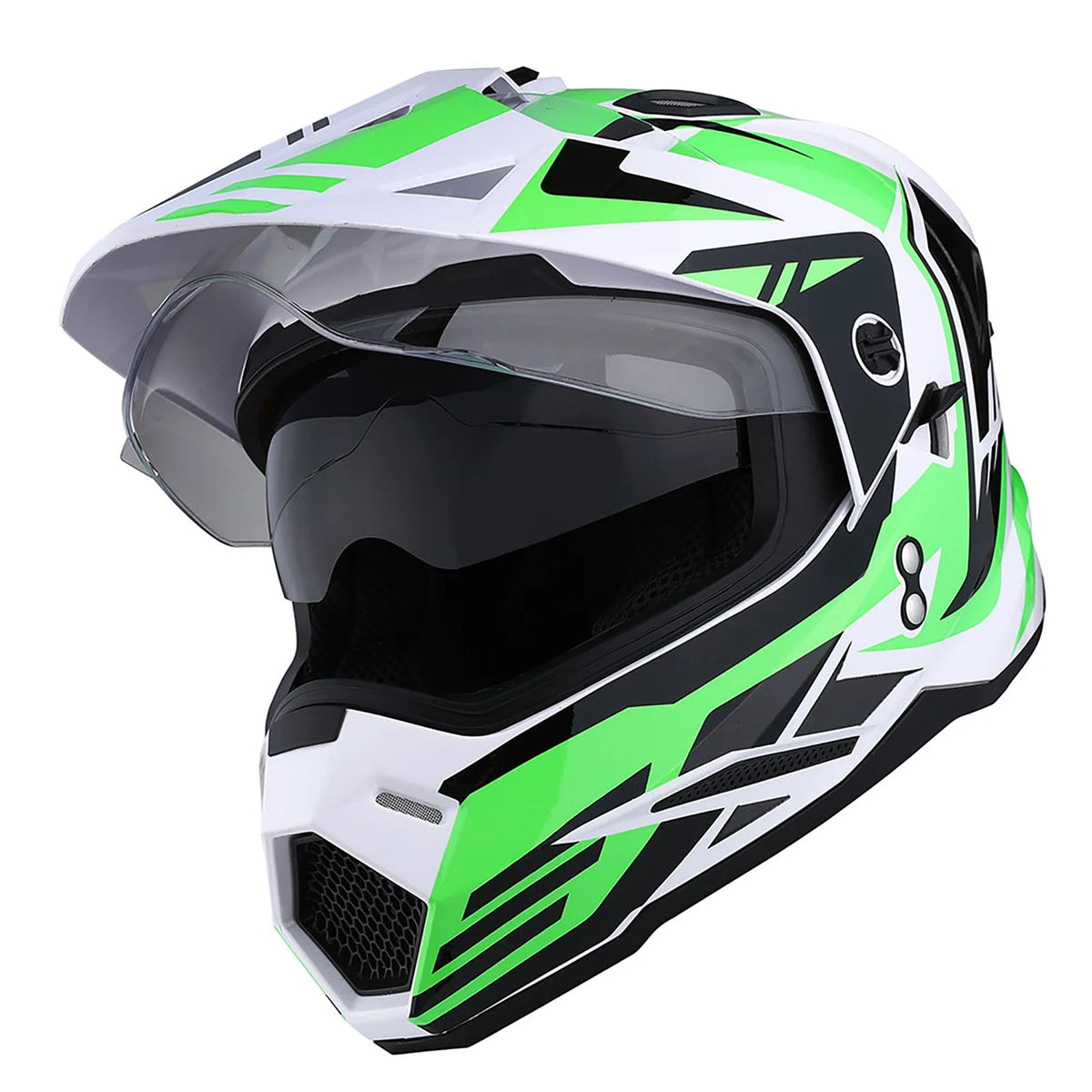 1Storm Youth Kids Dual Sport Dual Visor Motorcycle Motocross Off Road Full Face Helmet: HF802Youth Matt Black + Motorcycle Bluetooth Headset
