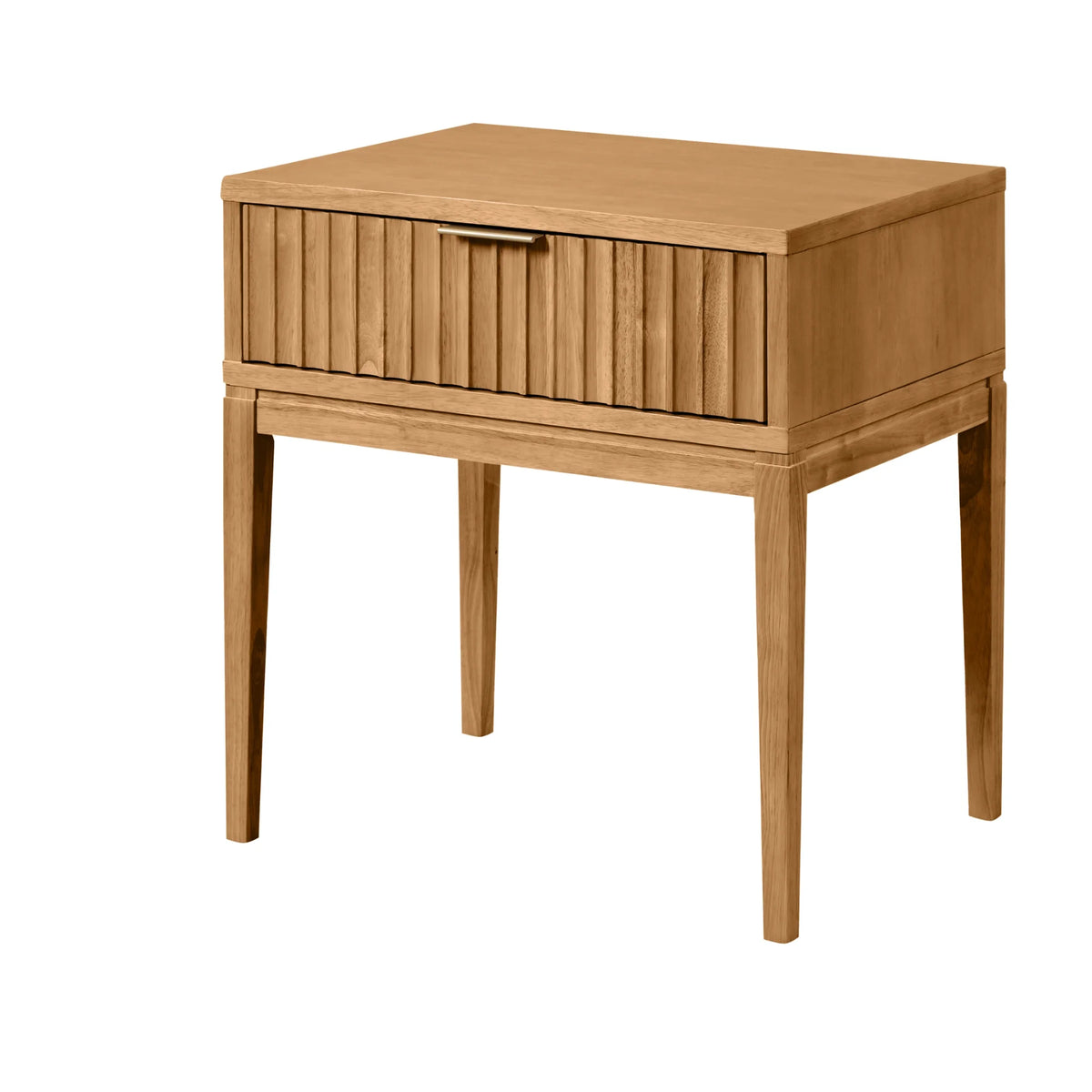 Nathan James Jasper 1-Drawer Boho Side Table, Solid Wood Bedroom Nightstand or Bedside Table with Drawer, Fluted Doors and Brass Handles, Black
