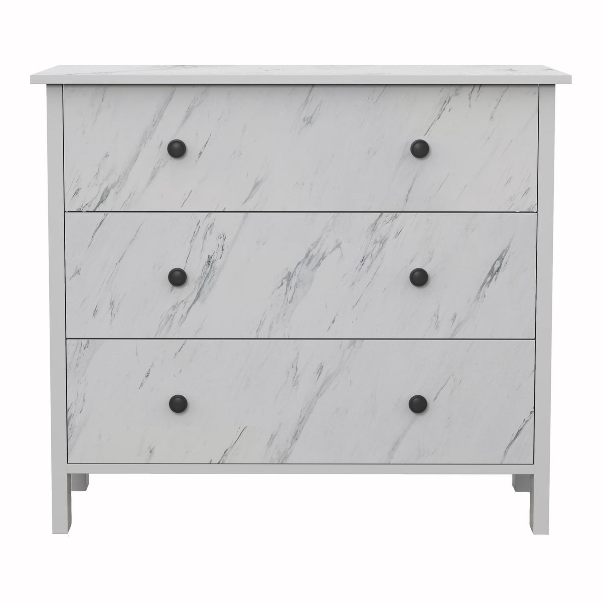 Furniture of America Tilde Adult Modern 3-Drawer Cabinet Vertical Dresser, Marble White