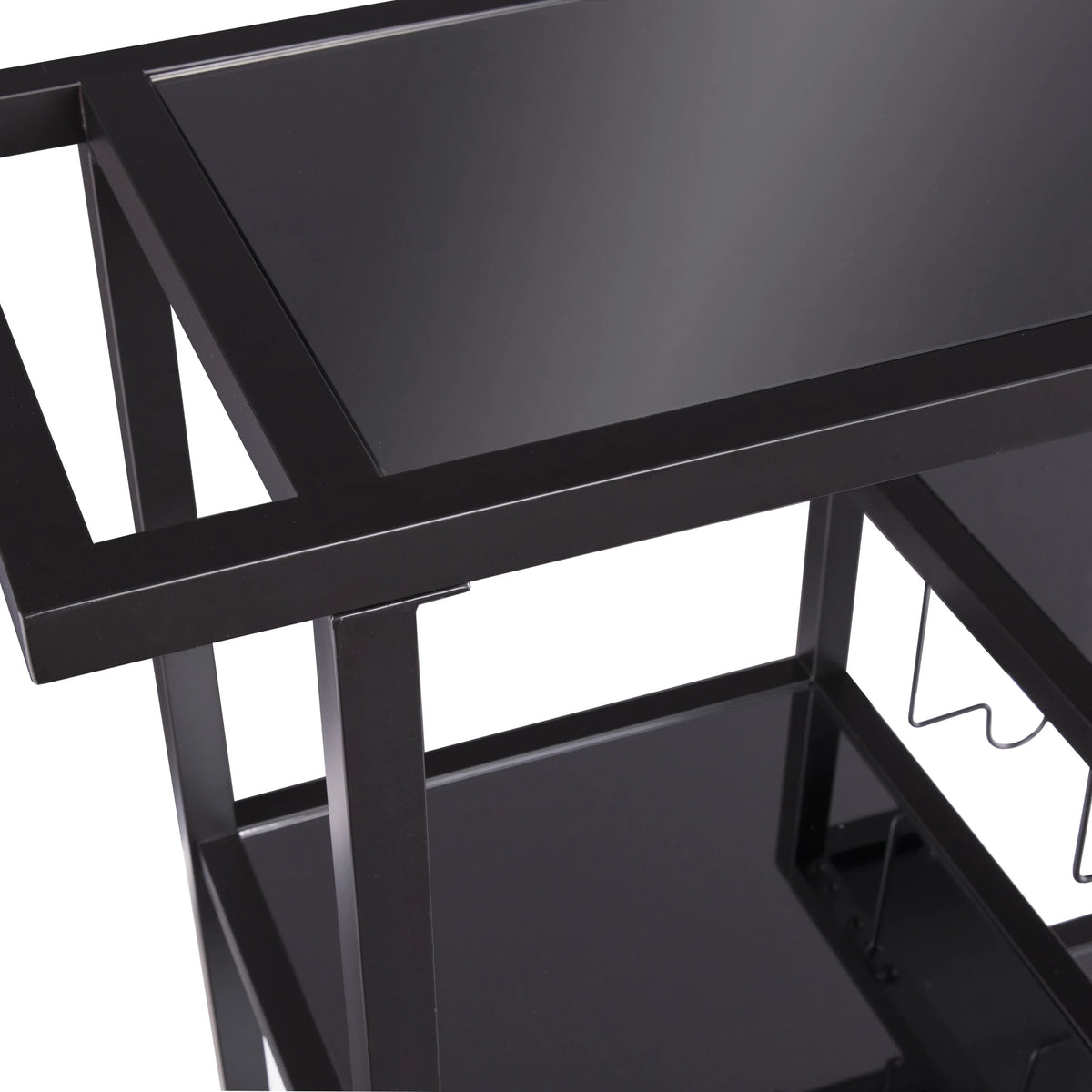 Holly & Martin Zephs indoor Bar Cart - Gunmetal Gray with Black Glass 40 x 37.5
