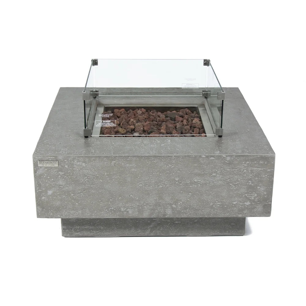 Elementi Manhattan Propane Fire Pit for Outside Outdoor Fire Pit Table Smokeless Fire Pit Concrete Square Fire Table Patio Heater Fireplace 45000 BTUs - Grey, 36 x 36 Inches