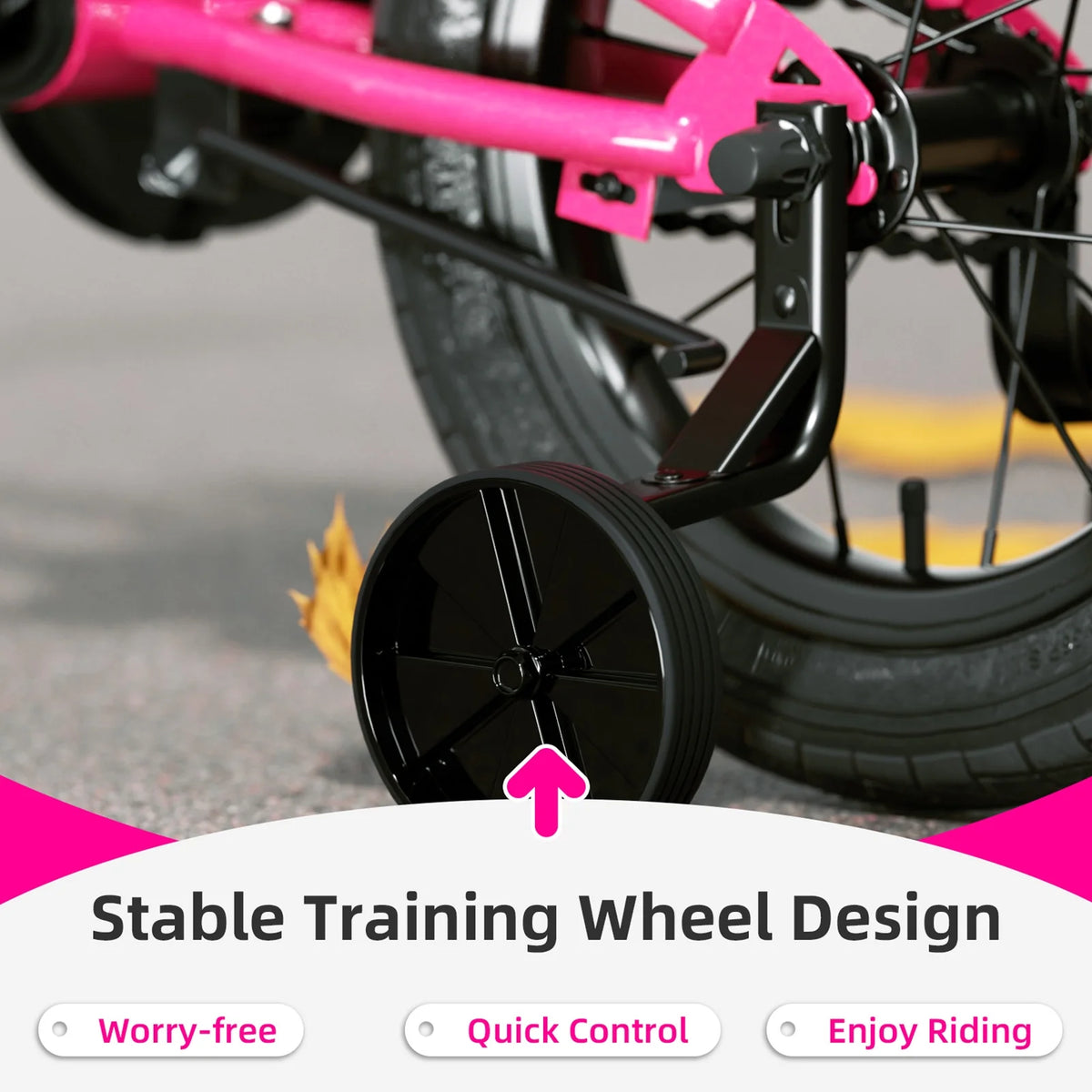 GLAF 12 14 16 Inch Kids Bike BMX Style Bicycle with Training Wheels Coaster Brake for 3-8 Years Old Toddlers Boys Girls Multiple Colors