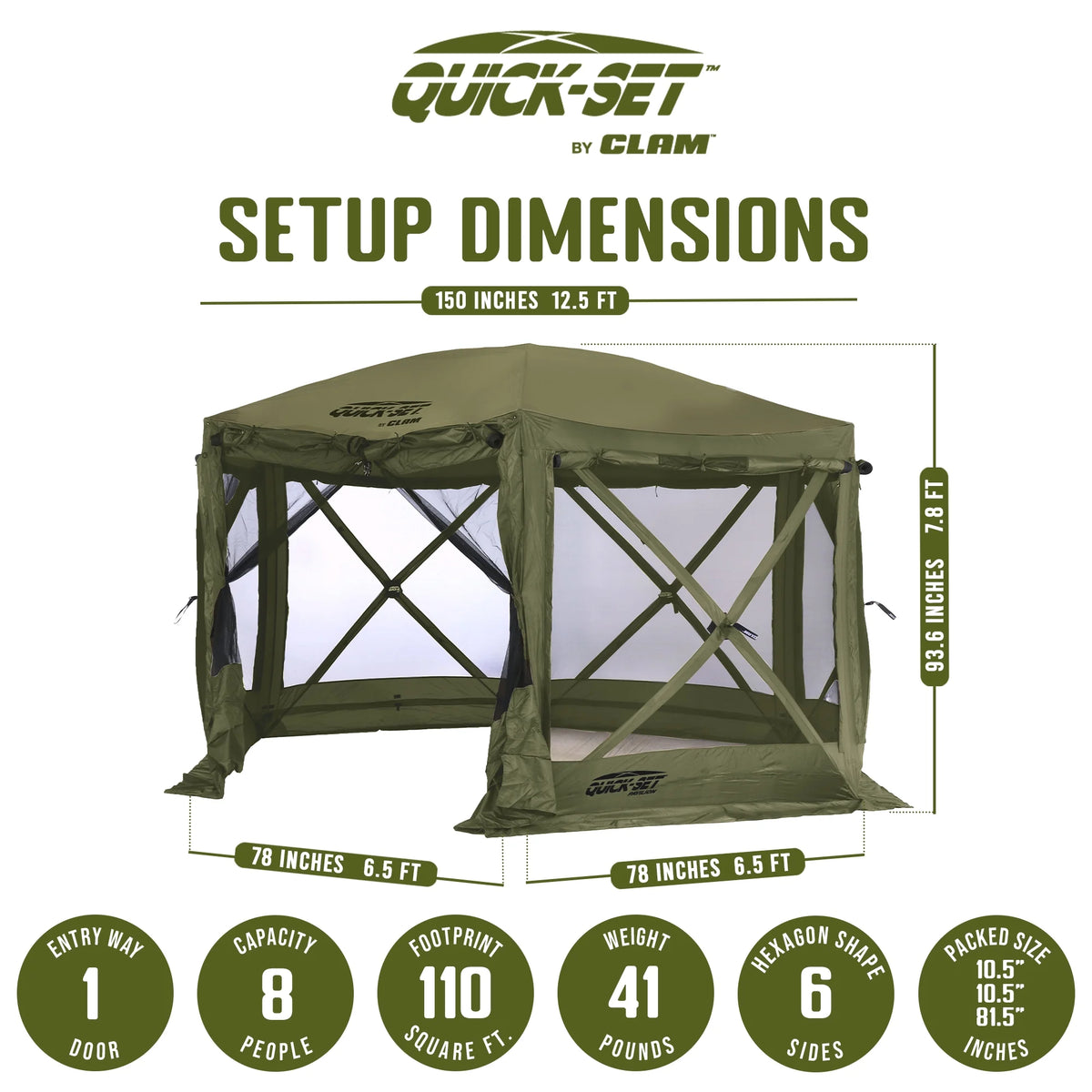 Clam Quick Set Pavilion Portable Camping Outdoor Gazebo Canopy Screen