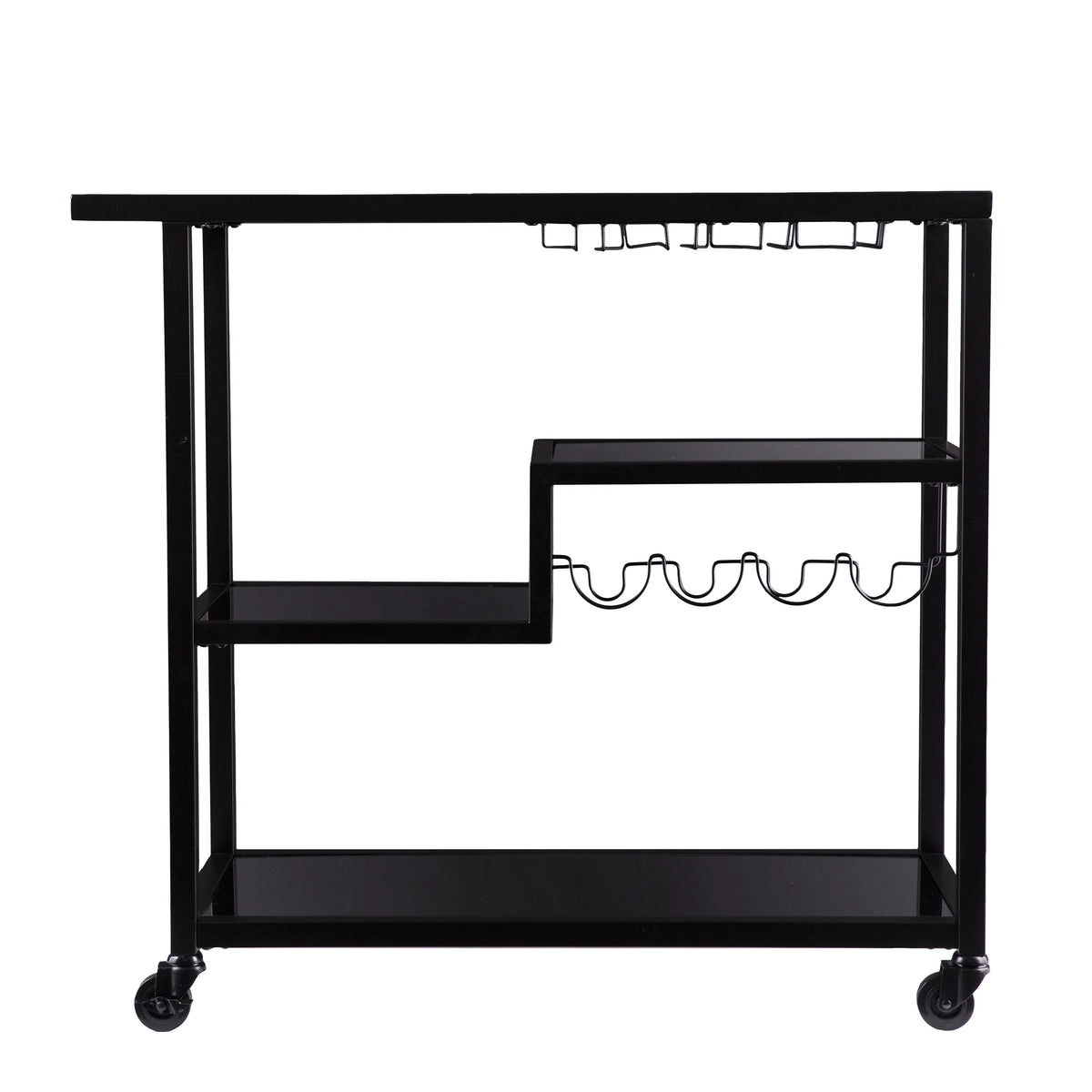 Holly & Martin Zephs indoor Bar Cart - Gunmetal Gray with Black Glass 40 x 37.5