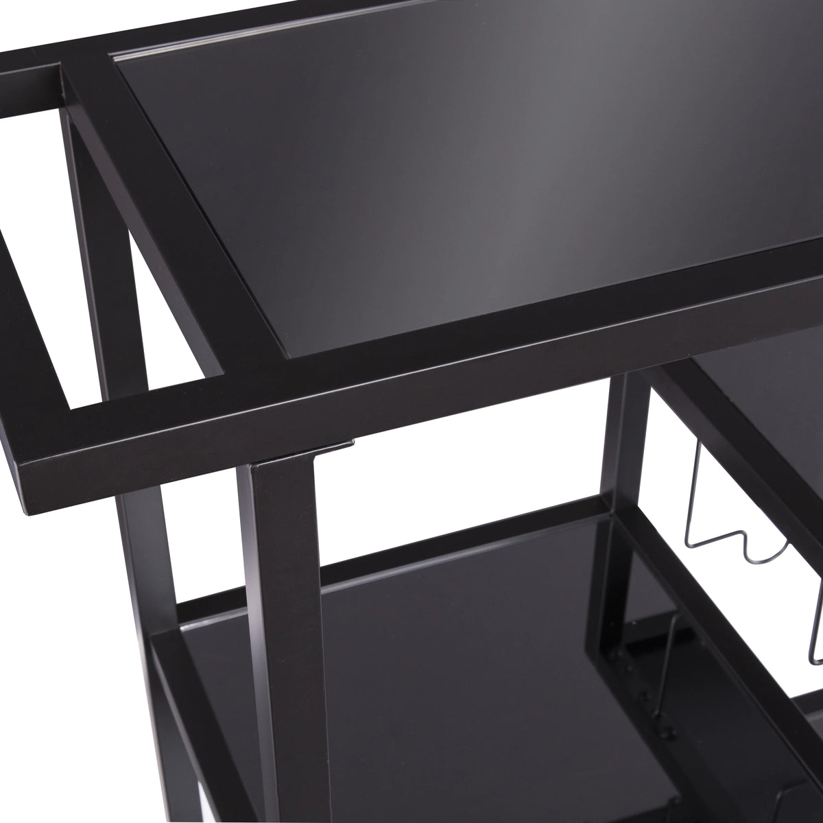 Holly & Martin Zephs indoor Bar Cart - Gunmetal Gray with Black Glass 40 x 37.5