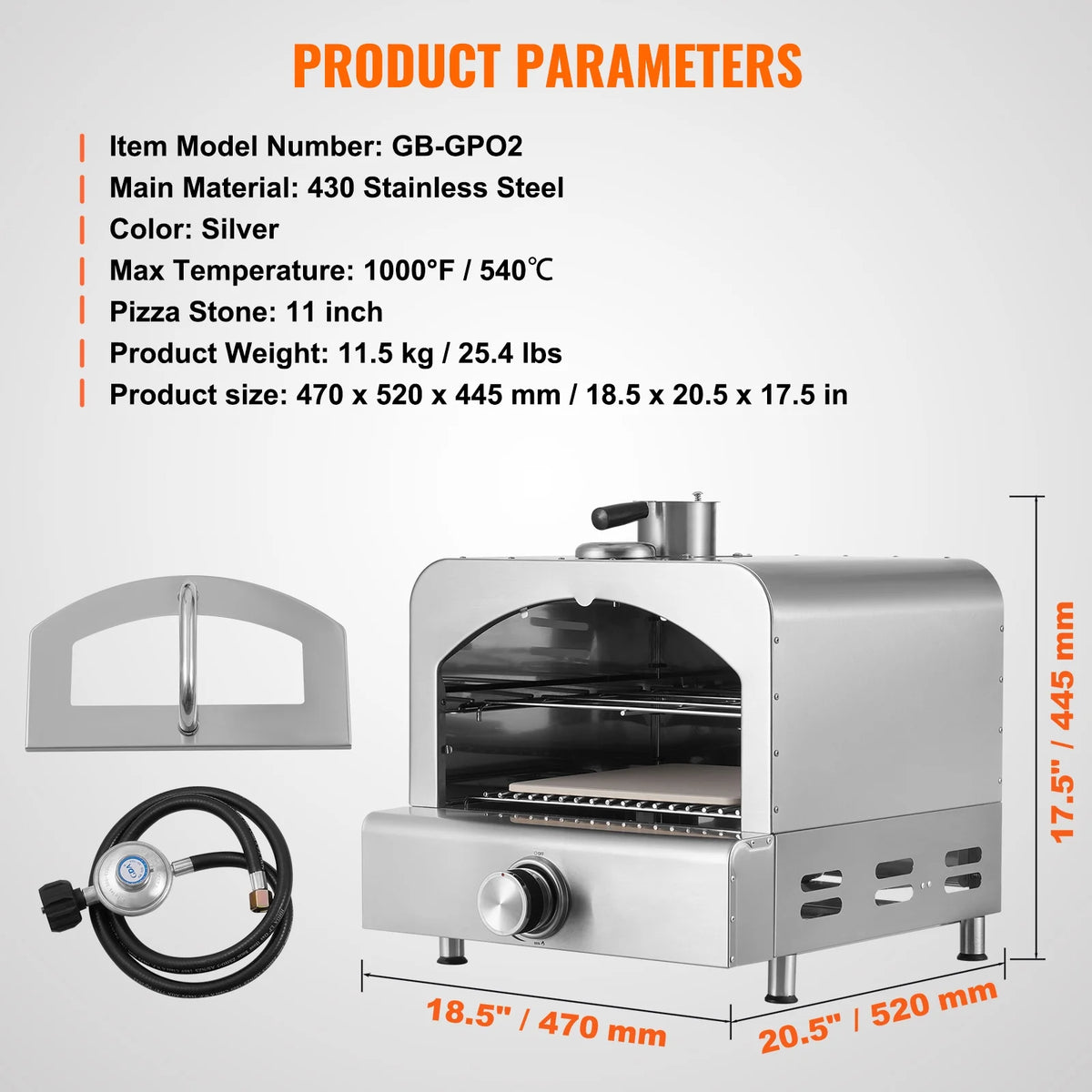 KFFKFF Exterior Pizza Cooker, 13" Propane Fueled Pizza Creator, Mobile Outdoor Pizza Barbecue with Dense Cordierite Pizza Rock and Integrated Temperature Gauge