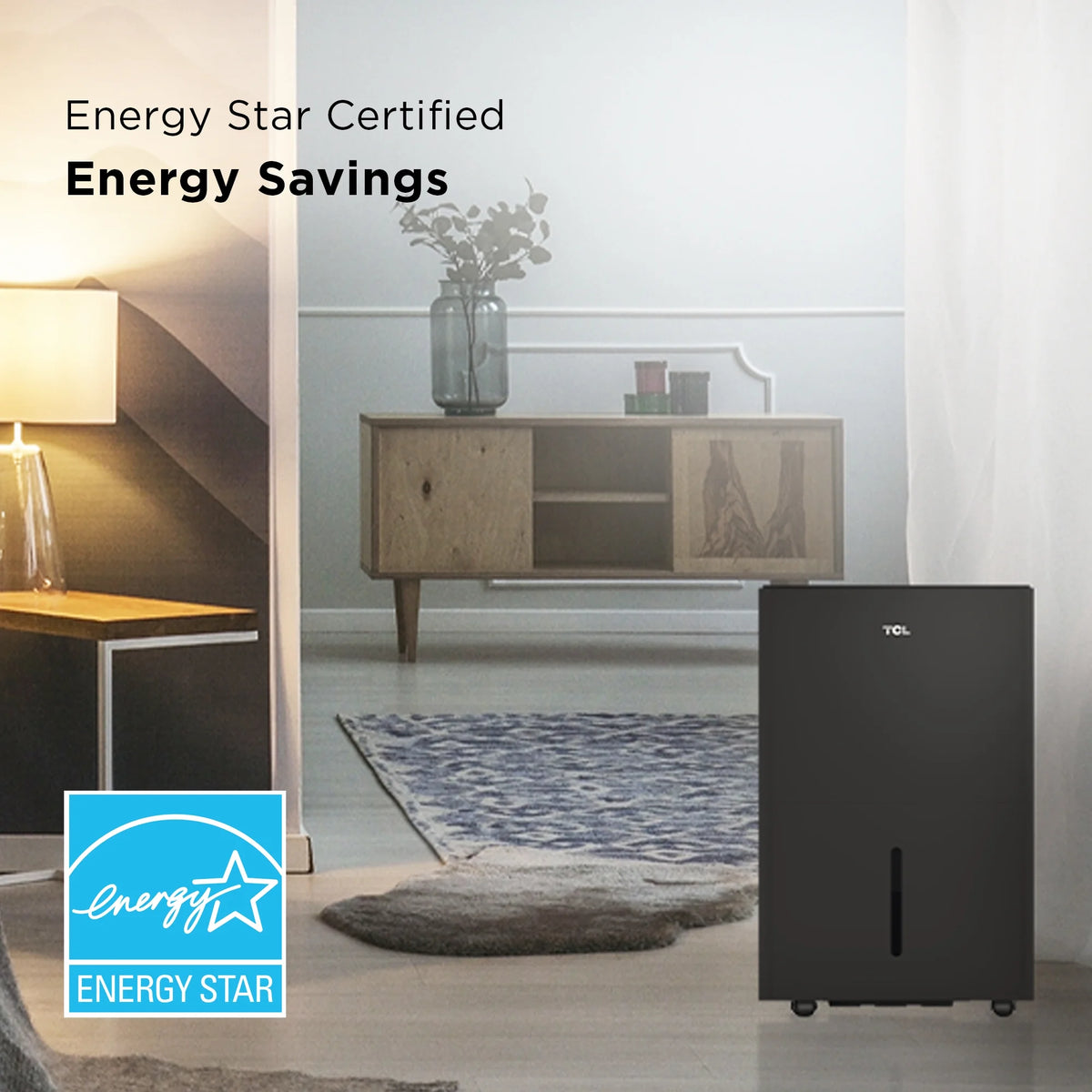 TCL 50 pt 4,500 sq ft Smart Dehumidifier with Pump White - Energy Star 2024, Works with Alexa/Google Assistant