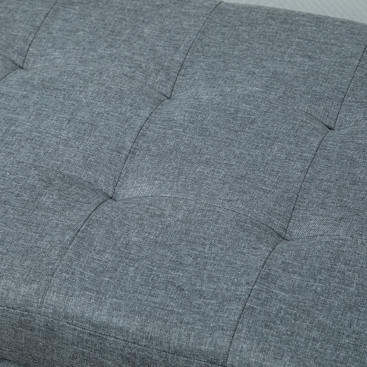 HomCom 51" Large Tufted Linen Fabric Ottoman Storage Bench With Soft Close Top - Heather Grey