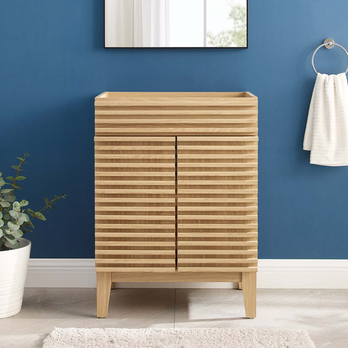 Vanity Cabinet (Sink not included), Black, Wood, Mid Century Hotel Bedroom Bathroom, Modern Contemporary HB33433