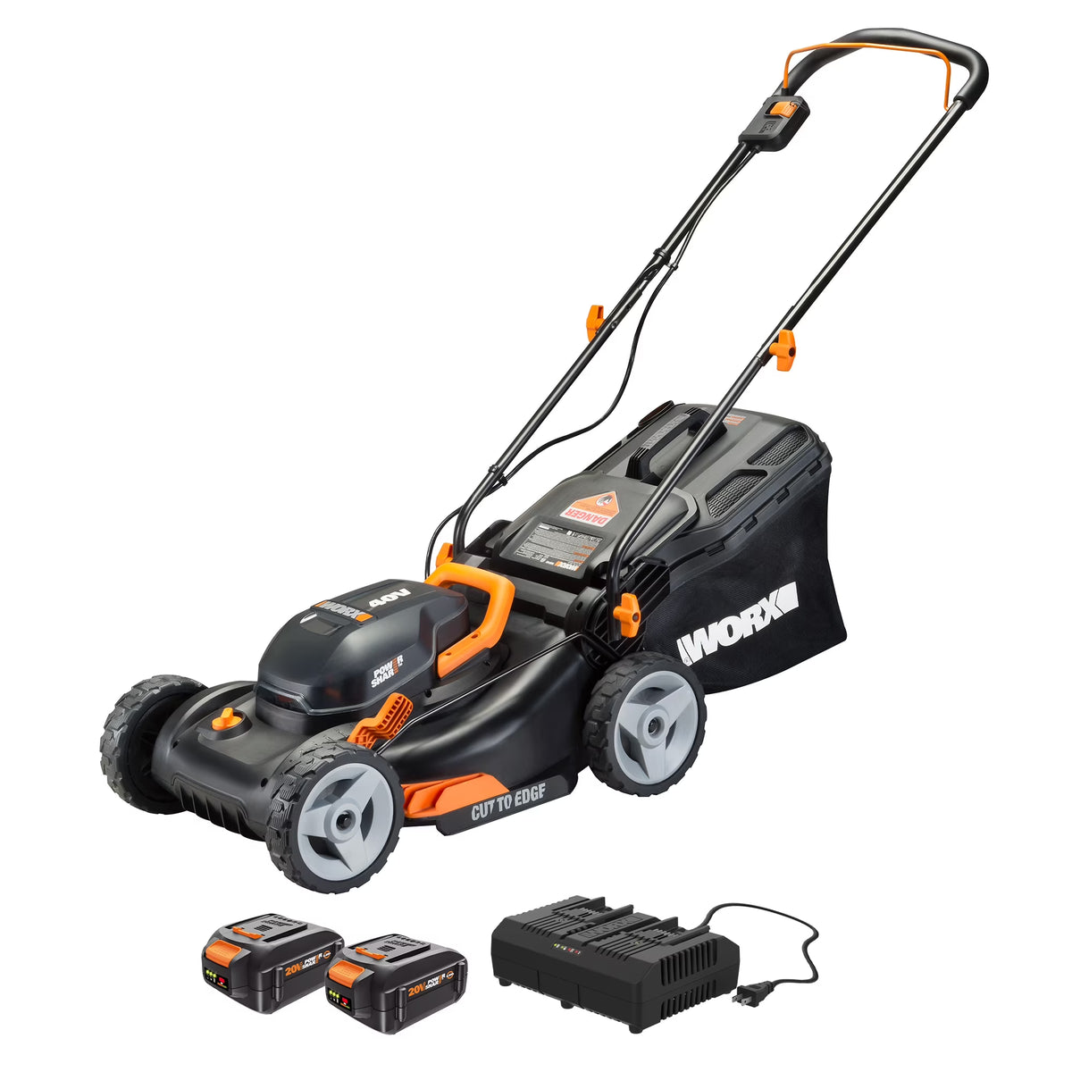 Worx WG743 40V Power Share 4.0Ah 16" Cordless Lawn Mower (Battery & Charger Included)