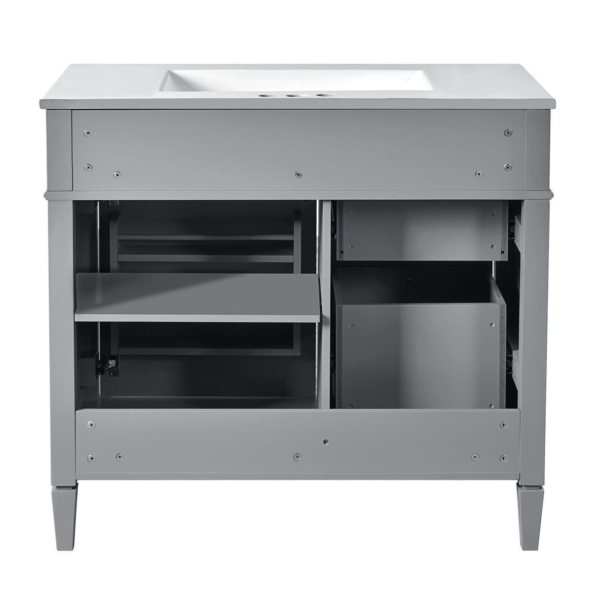 EUROCO 36'' Bathroom Vanity with Sink, Modern Bathroom Storage Cabinet with 2 Drawers and a Tip-out Drawer, Freestanding Bathroom Dresser, Blue