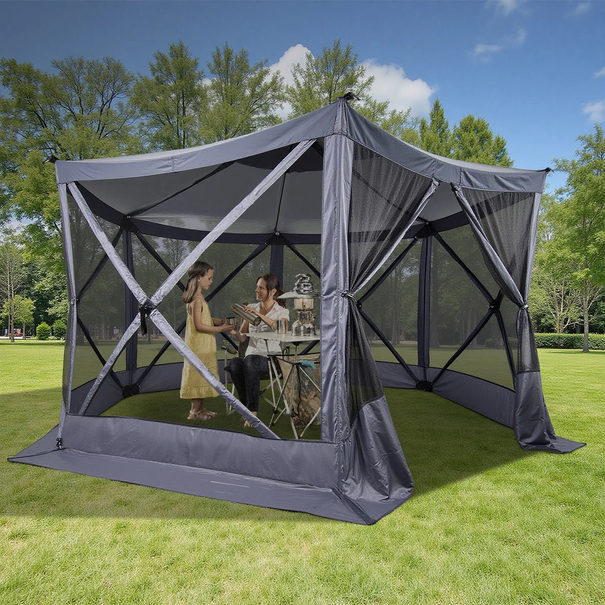 UBesGoo 12 x 12 Ez Pop Up Gazebo Canopy Tent with Mosquito Netting for Patio, Camping and Picnic Includes Carry Bag