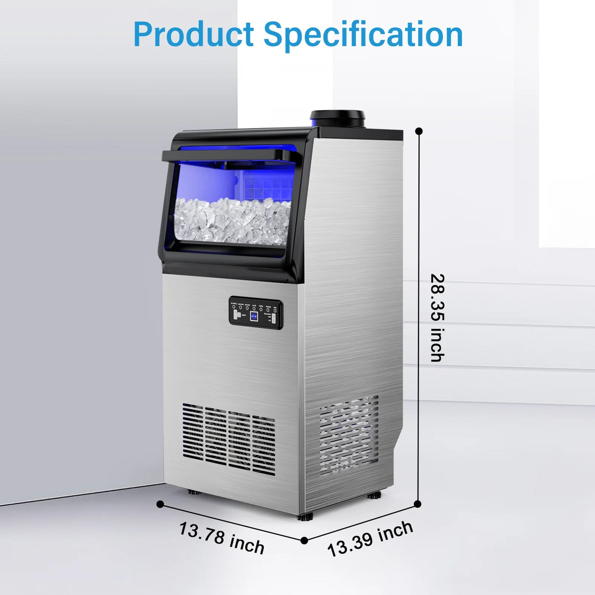 Tittla 70lbs/24H Commercial Ice Maker Machine,Stainless Steel Under Counter ice Machine,37LBS Storage Capacity for Restaurant Home Bar