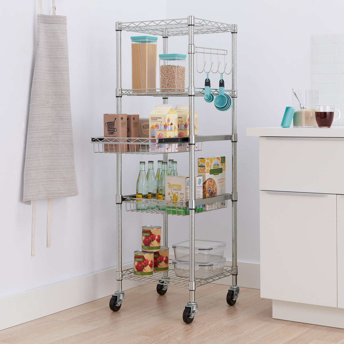 TRINITY EcoStorage 5-Tier NSF Rack w/ Sliding Pull-Out Baskets & Wheels