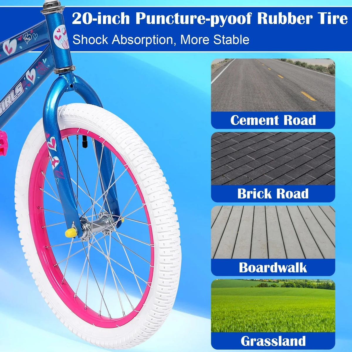 HONGGE 20 in. Girl Kids Bike for Girls Ages 5-12 Years, Blue