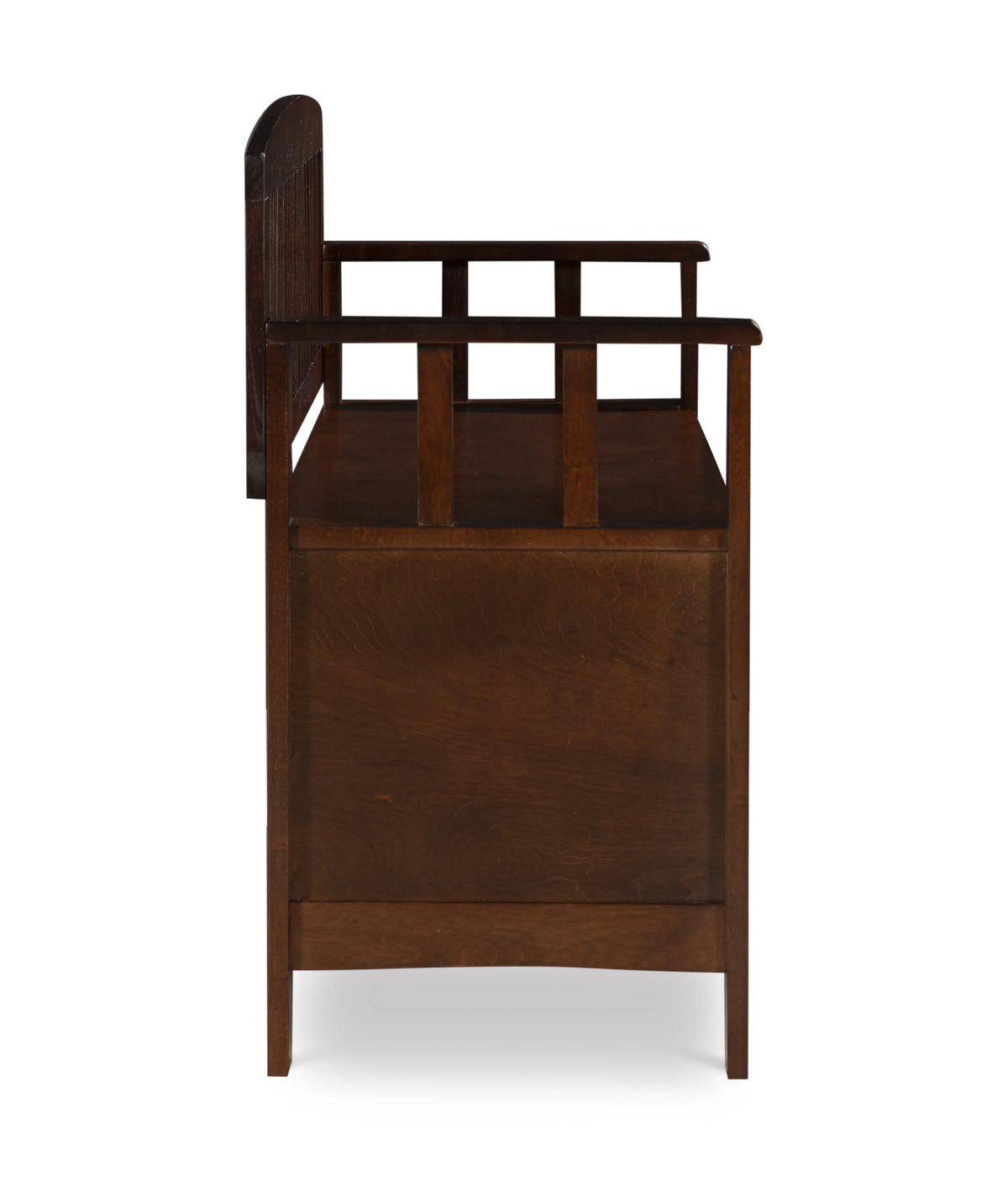 Linon 50" Cynthia Slat Back Walnut Storage Bench with Armrests