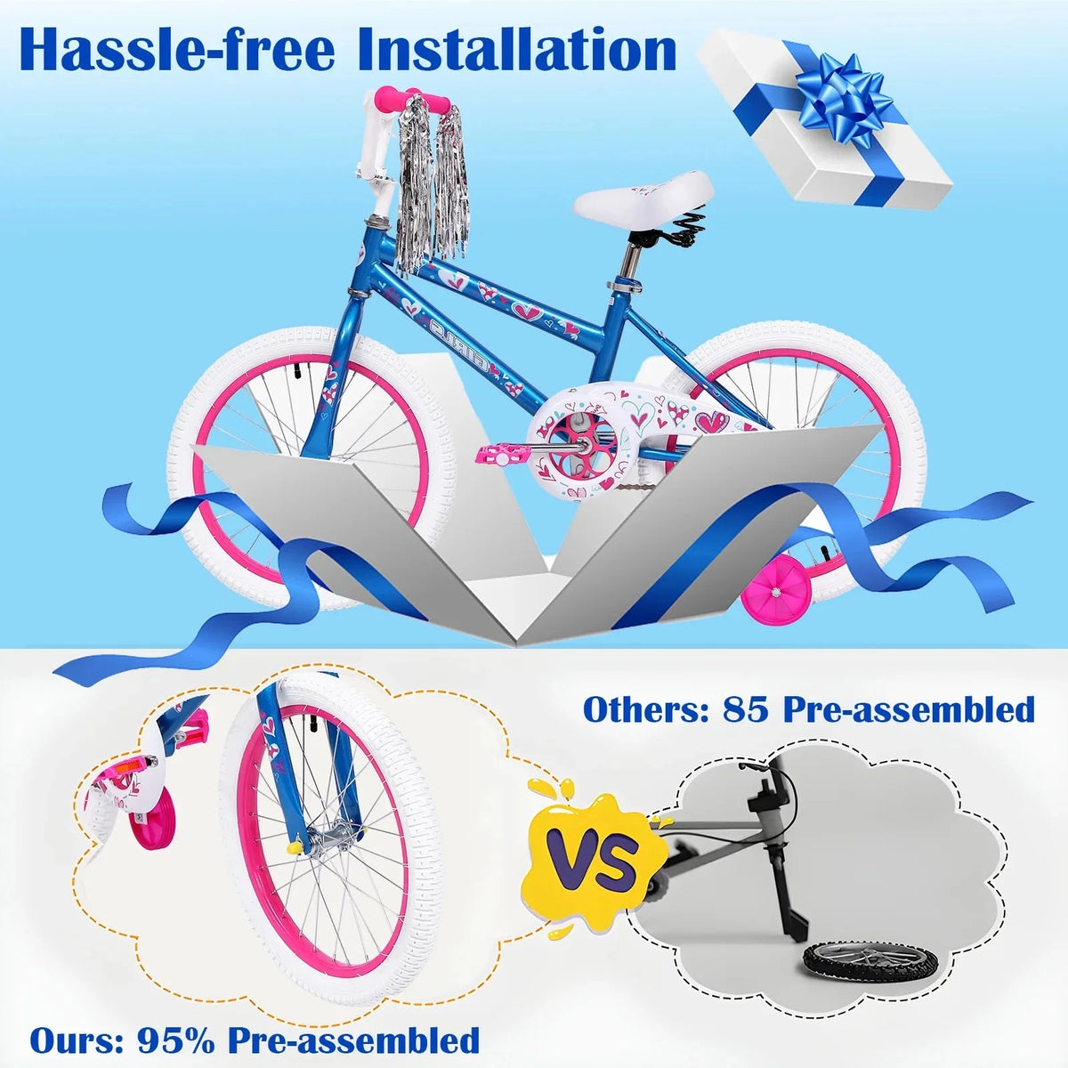 HONGGE 20 in. Girl Kids Bike for Girls Ages 5-12 Years, Blue