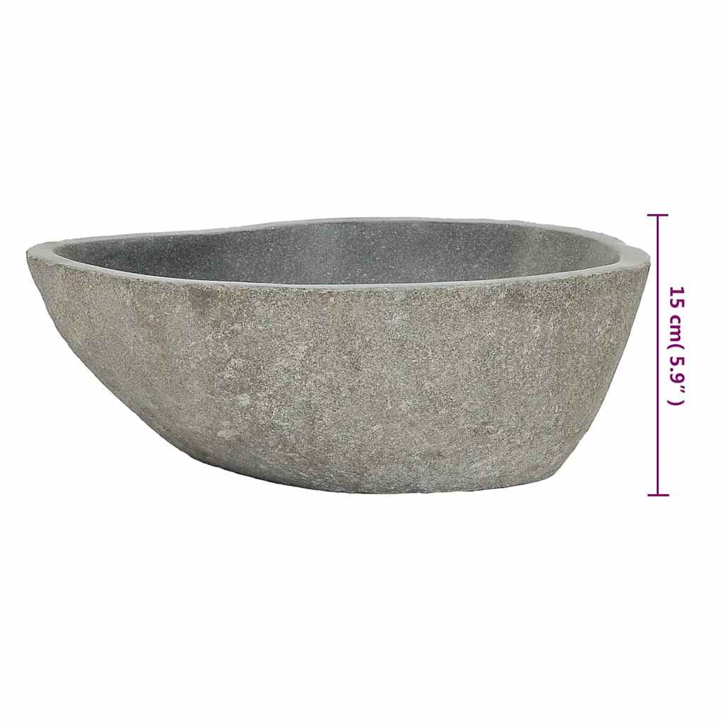 vidaXL Bathroom Basin, Vessel Sink, Easy Assembly, (17.7"-20.9")x(13.4"-16.1")x4.5" River Stone