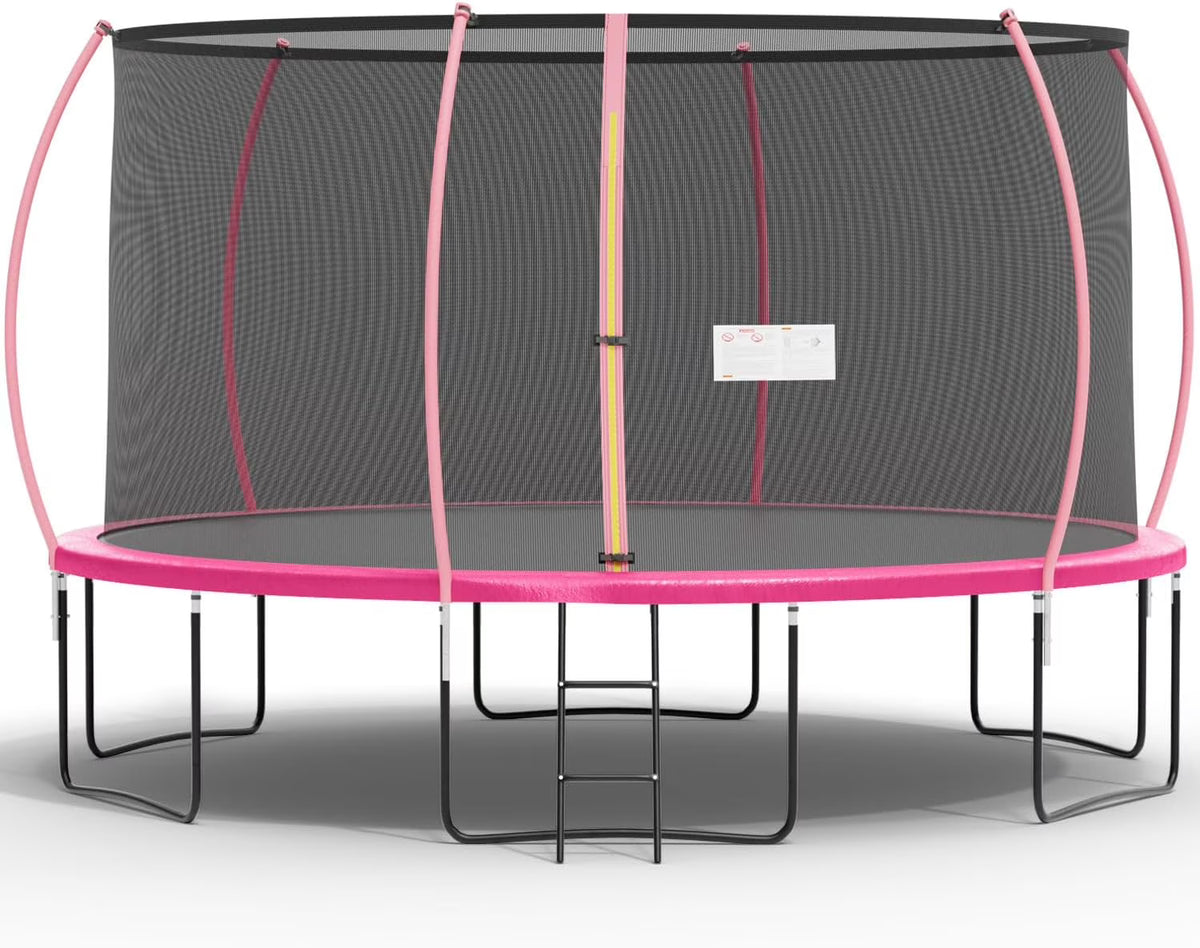 PayLessHere 8 ft New Round Outdoor Trampolines with Enclosed Net for Kids, Adults(Green)