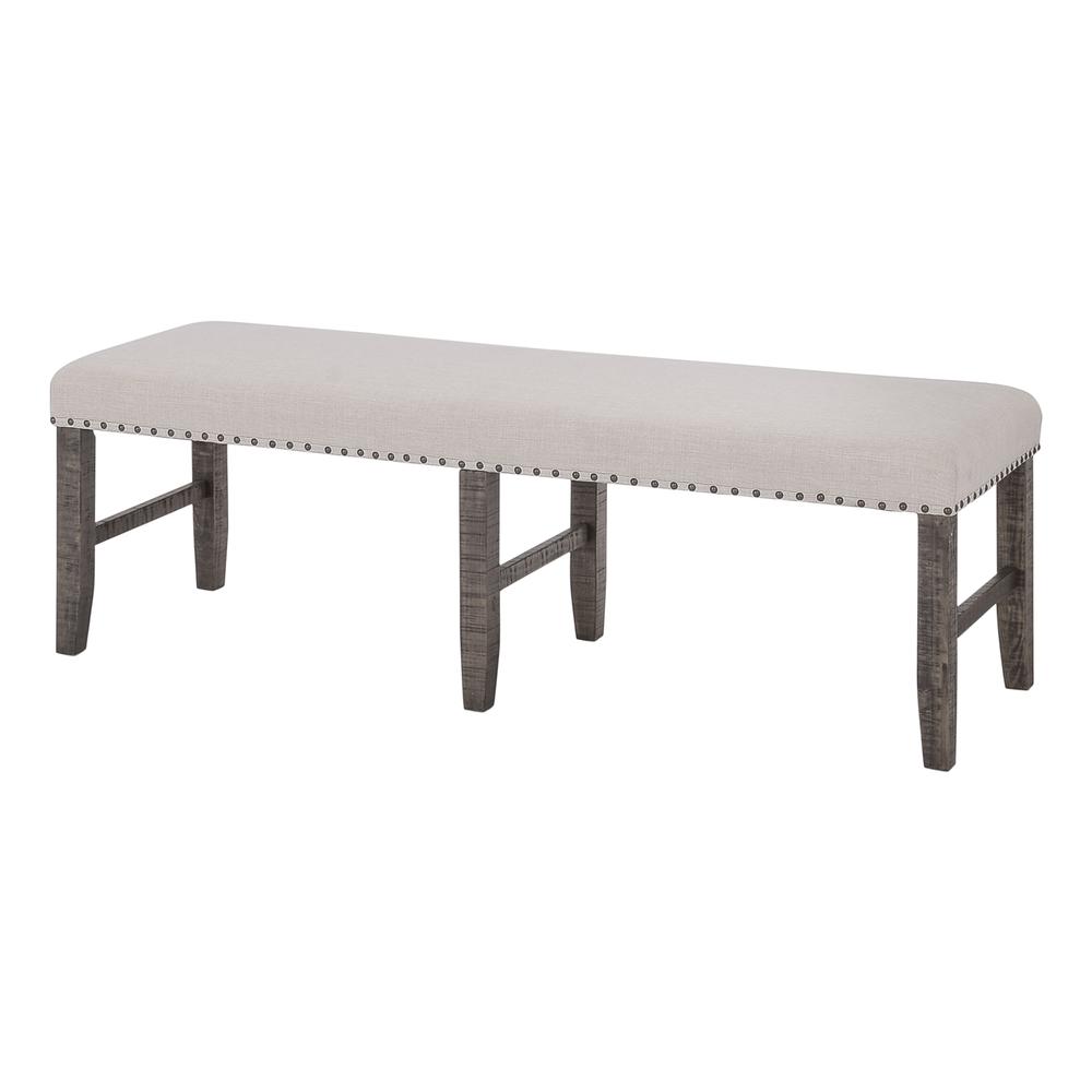Jofran Willow Creek Distressed Solid Pine Upholstered Dining Bench
